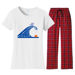 Blue Wave For Kamala Harris Trump Funny Sarcastic Women's Flannel Pajama Set