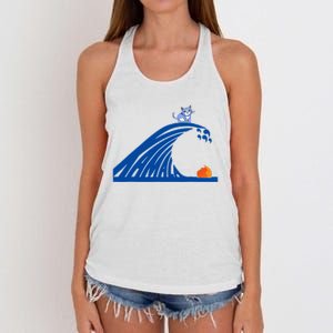 Blue Wave For Kamala Harris Trump Funny Sarcastic Women's Knotted Racerback Tank