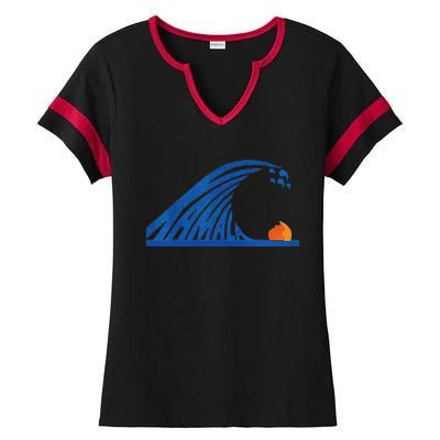 Blue Wave For Kamala Harris Trump Funny Gift Ladies Halftime Notch Neck Tee