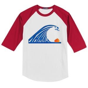 Blue Wave For Kamala Harris Trump Funny Gift Kids Colorblock Raglan Jersey