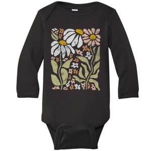 Boho Wildflowers Floral Nature Flower For Women Nature Lover Baby Long Sleeve Bodysuit