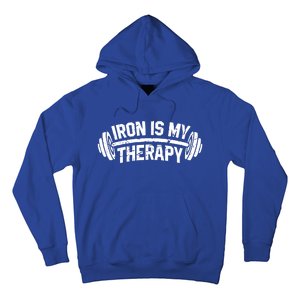 Bodybuilding Workout Funny Gift Iron Is My Therapy Gym Hoody Hoodie