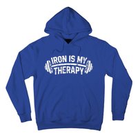 Bodybuilding Workout Funny Gift Iron Is My Therapy Gym Hoody Hoodie