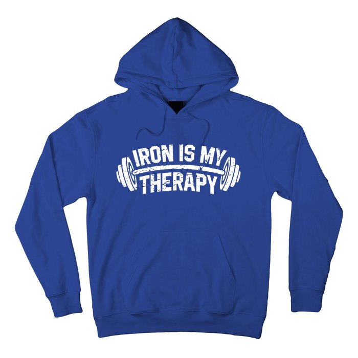 Bodybuilding Workout Funny Gift Iron Is My Therapy Gym Hoody Hoodie