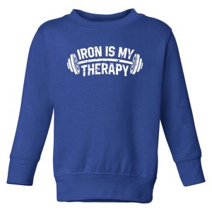 Bodybuilding Workout Funny Gift Iron Is My Therapy Gym Hoody Toddler Sweatshirt