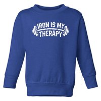 Bodybuilding Workout Funny Gift Iron Is My Therapy Gym Hoody Toddler Sweatshirt