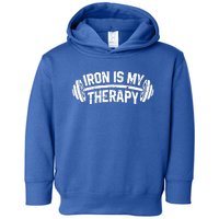 Bodybuilding Workout Funny Gift Iron Is My Therapy Gym Hoody Toddler Hoodie