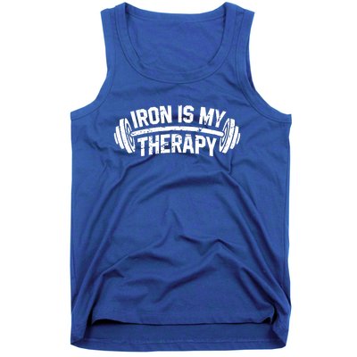 Bodybuilding Workout Funny Gift Iron Is My Therapy Gym Hoody Tank Top