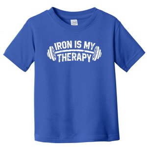 Bodybuilding Workout Funny Gift Iron Is My Therapy Gym Hoody Toddler T-Shirt