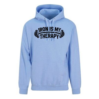 Bodybuilding Workout Funny Gift Iron Is My Therapy Gym Hoody Unisex Surf Hoodie