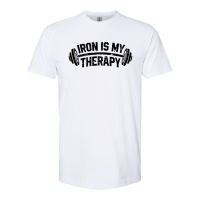 Bodybuilding Workout Funny Gift Iron Is My Therapy Gym Hoody Softstyle CVC T-Shirt