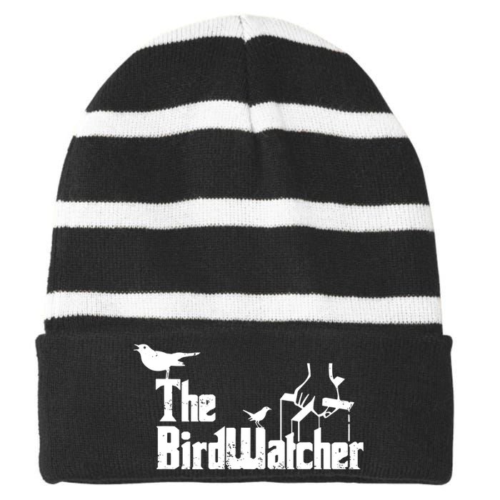 Bird Watching Funny Bird Watcher Striped Beanie with Solid Band