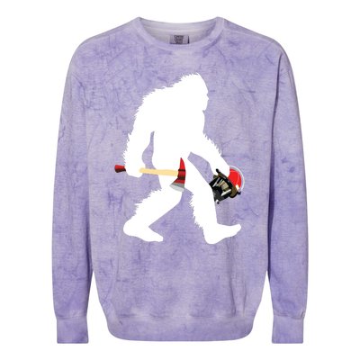 Bigfoot Wildland Firefighter Woodland Sasquatch Fireman Colorblast Crewneck Sweatshirt