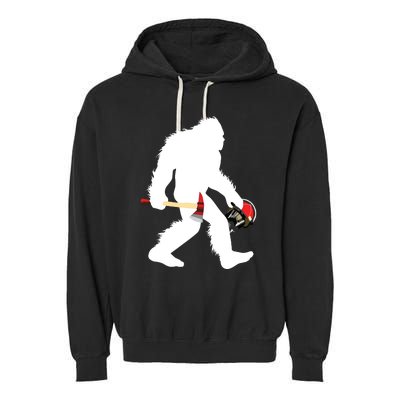 Bigfoot Wildland Firefighter Woodland Sasquatch Fireman Garment-Dyed Fleece Hoodie