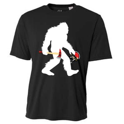 Bigfoot Wildland Firefighter Woodland Sasquatch Fireman Cooling Performance Crew T-Shirt