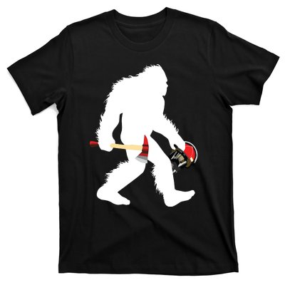 Bigfoot Wildland Firefighter Woodland Sasquatch Fireman T-Shirt