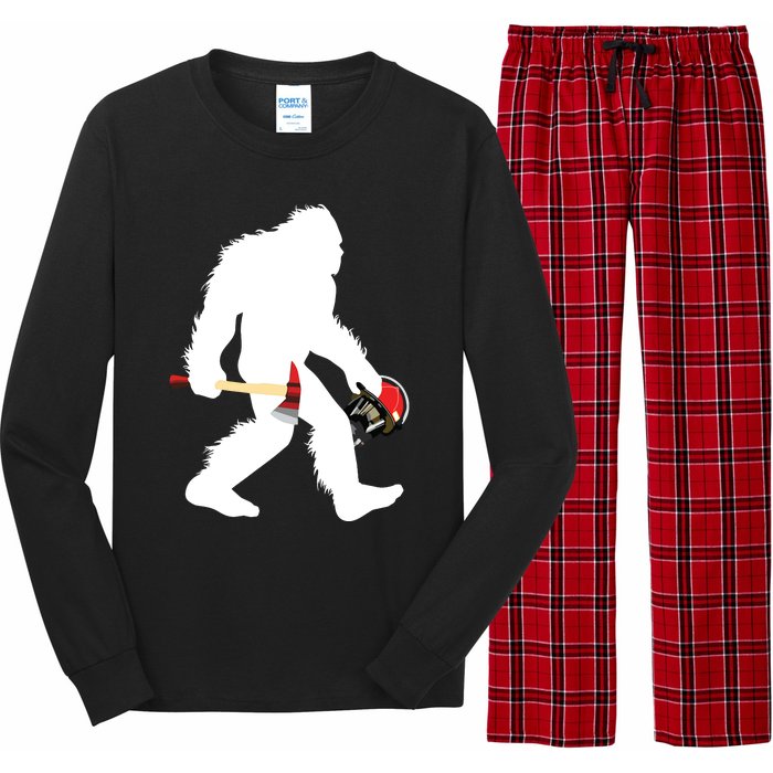 Bigfoot Wildland Firefighter Woodland Sasquatch Fireman Long Sleeve Pajama Set