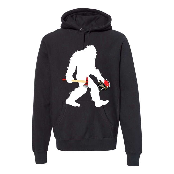 Bigfoot Wildland Firefighter Woodland Sasquatch Fireman Premium Hoodie