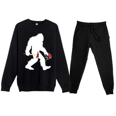 Bigfoot Wildland Firefighter Woodland Sasquatch Fireman Premium Crewneck Sweatsuit Set