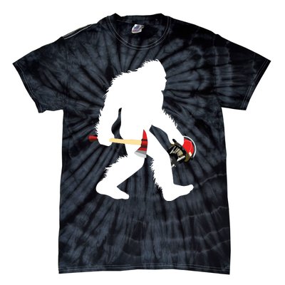 Bigfoot Wildland Firefighter Woodland Sasquatch Fireman Tie-Dye T-Shirt