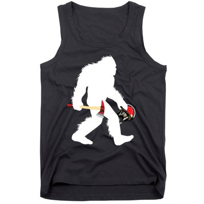 Bigfoot Wildland Firefighter Woodland Sasquatch Fireman Tank Top