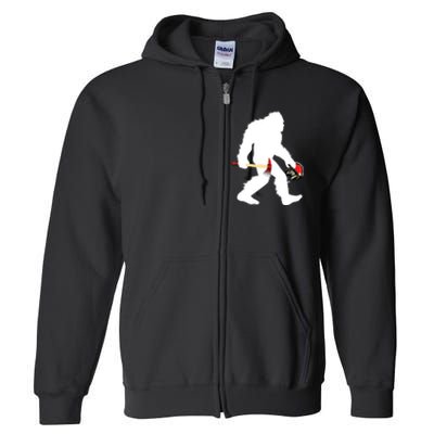 Bigfoot Wildland Firefighter Woodland Sasquatch Fireman Full Zip Hoodie