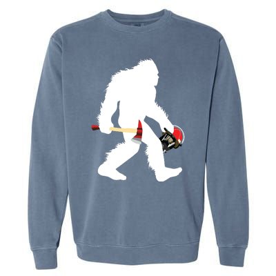 Bigfoot Wildland Firefighter Woodland Sasquatch Fireman Garment-Dyed Sweatshirt