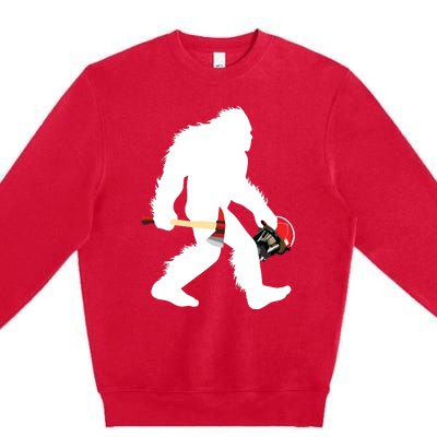 Bigfoot Wildland Firefighter Woodland Sasquatch Fireman Premium Crewneck Sweatshirt