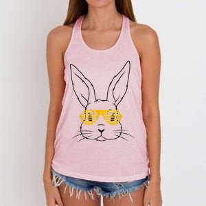 Bunny With Fun Glasses Happy Easter Women Gift Women's Knotted Racerback Tank