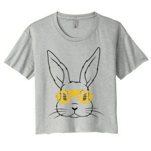 Bunny With Fun Glasses Happy Easter Women Gift Women's Crop Top Tee