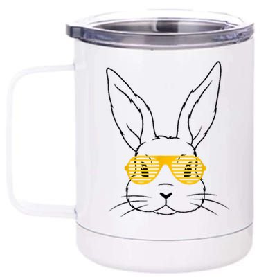 Bunny With Fun Glasses Happy Easter Women Gift 12 oz Stainless Steel Tumbler Cup