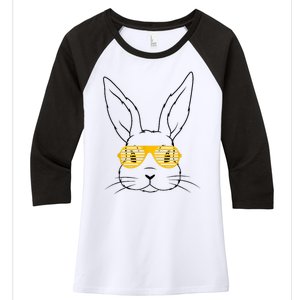 Bunny With Fun Glasses Happy Easter Women Gift Women's Tri-Blend 3/4-Sleeve Raglan Shirt