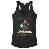 Book With Flower So Many Books Little Time Love To Read Ladies PosiCharge Competitor Racerback Tank