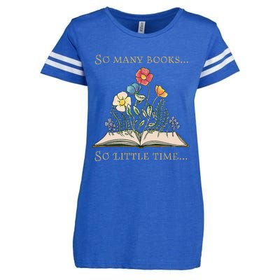 Book With Flower So Many Books Little Time Love To Read Enza Ladies Jersey Football T-Shirt