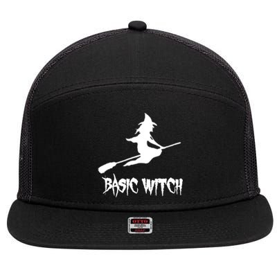 Basic Witch Funny Halloween Quote Gift 7 Panel Mesh Trucker Snapback Hat