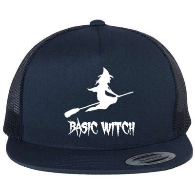 Basic Witch Funny Halloween Quote Gift Flat Bill Trucker Hat