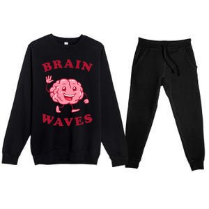 Brain Waves Funny Science Biology Premium Crewneck Sweatsuit Set