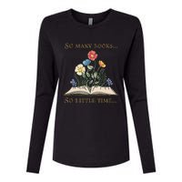 Book With Flower So Many Books Little Time Love To Read Womens Cotton Relaxed Long Sleeve T-Shirt