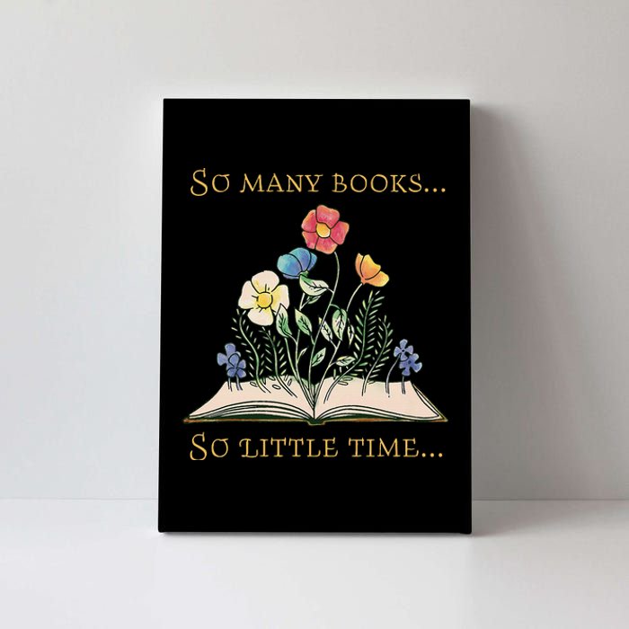 Book With Flower So Many Books Little Time Love To Read Canvas