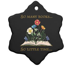 Book With Flower So Many Books Little Time Love To Read Ceramic Star Ornament