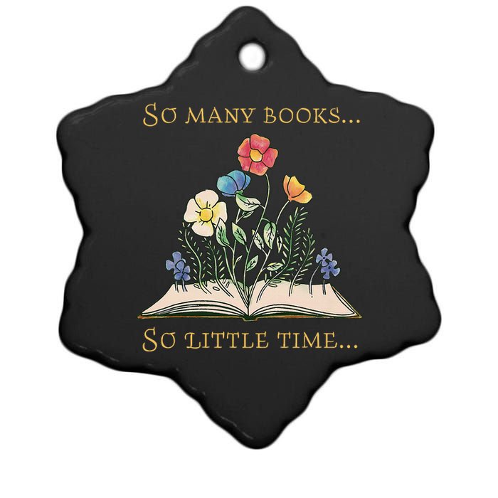 Book With Flower So Many Books Little Time Love To Read Ceramic Star Ornament