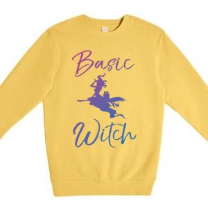 Basic Witch Funny Halloween Party Costume Funny Gift Premium Crewneck Sweatshirt