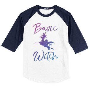 Basic Witch Funny Halloween Party Costume Funny Gift Baseball Sleeve Shirt