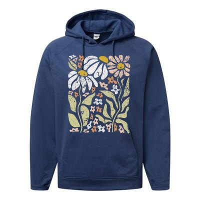 Boho Wildflowers Floral Nature Flower For Wo Nature Lover Performance Fleece Hoodie