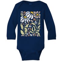 Boho Wildflowers Floral Nature Flower For Wo Nature Lover Baby Long Sleeve Bodysuit