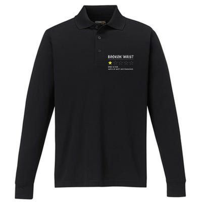 Broken Wrist Funny Get Well Soon Gag Recovery Performance Long Sleeve Polo