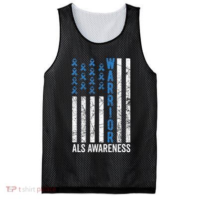 Blue Warrior For  & ALS Awareness Mesh Reversible Basketball Jersey Tank