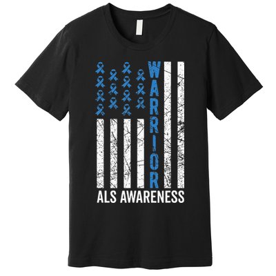 Blue Warrior For  & ALS Awareness Premium T-Shirt