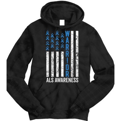 Blue Warrior For  & ALS Awareness Tie Dye Hoodie