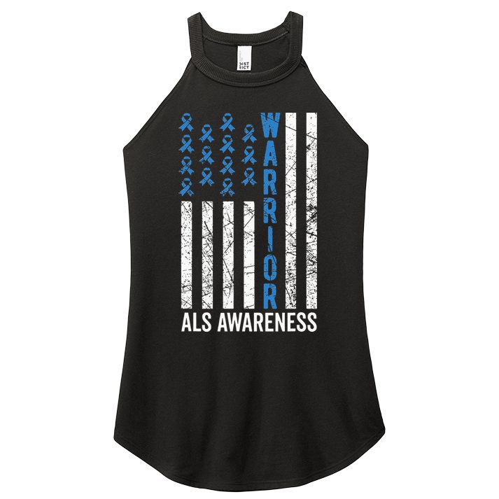 Blue Warrior For  & ALS Awareness Women's Perfect Tri Rocker Tank
